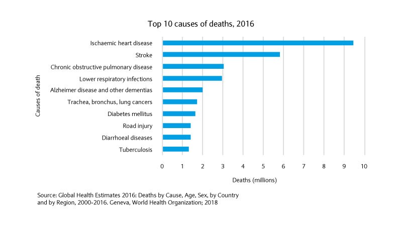 Top 10 causes of deaths chart