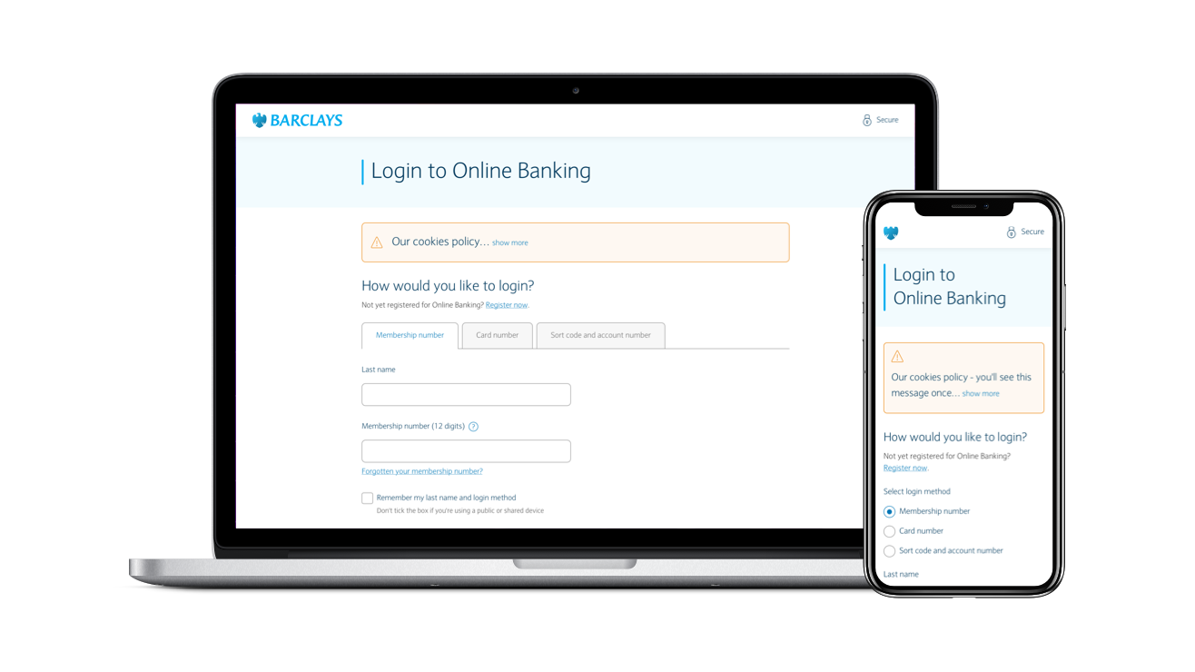 New online banking screenshot